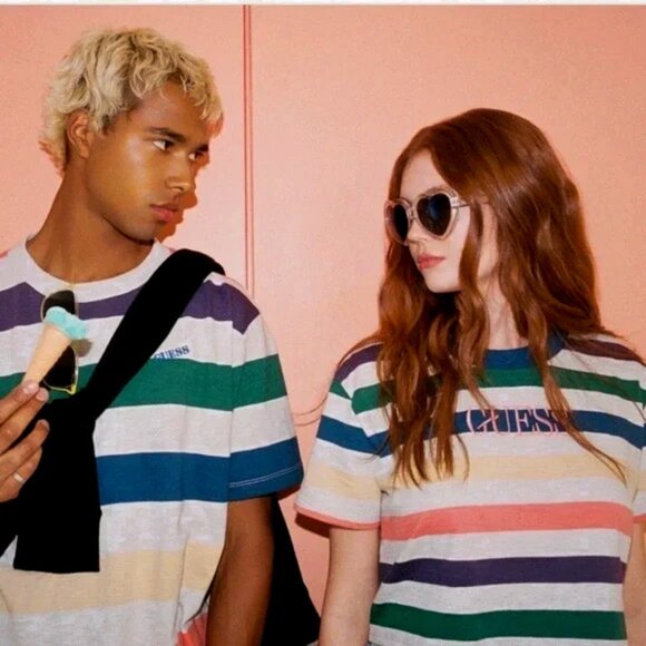 Guess Originals Vintage-Look Cropped Striped Tee - Picture 2 of 5